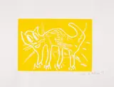 André Butzer, Ohne Titel (Katze), 2009, Farblinolschnitt (Handabzug) auf Velin