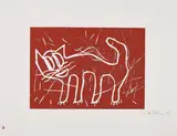 André Butzer, Katze, 2009, Farblinolschnitt auf Velin