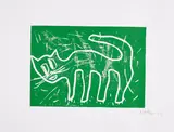 André Butzer, Ohne Titel (Katze), 2009, Farblinolschnitt (Handabzug) auf Velin