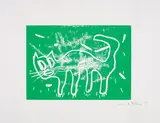 André Butzer, Ohne Titel (Katze), 2009, Farblinolschnitt (Handabzug) auf Velin