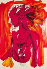 Luciano Castelli, Akt, 1990, Farblithografie auf Bütten