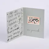 A. R. Penck, Telefonkarte, Farbserigrafie auf Kunststoff in Klappkarte mit Farbserigrafie auf grauem Karton