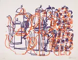 Arman, Fragmentation of Coffee and Tea Pots, 1998, Farbserigrafie auf Velin