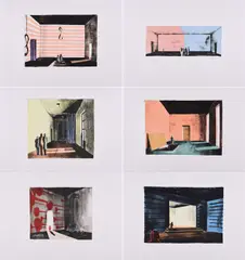 Thomas Huber, Serie von 6 Farblithografien, 1992, Jeweils: Farblithografie auf Velin