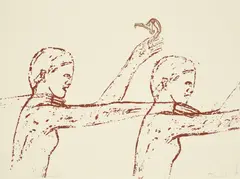 Somnambulist by Nancy Spero, 1978/2000, Farbserigrafie auf Bütten. In der originalen Mappe, sold Jan 2024