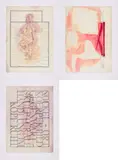 Franz Erhard Walther, Modellierung auf dem Sprachsockel I, II und Geste entwickelt Sprache I, 1999, Jeweils: Farboffset auf Transparentpapier