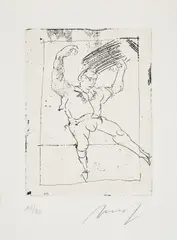 Tänzer by Alfred Hrdlicka, 1981, Radierung auf Bütten, sold Mar 2024