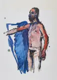 Georg Baselitz, Männerakt, 1976, Farboffset auf Velin