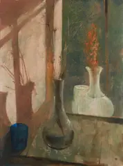 Eberhard Schlotter, Stillleben mit Vasen, Öl auf Leinwand