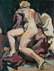 Franz Rederer, Nu Assis, 1938, Öl auf Hartfaser