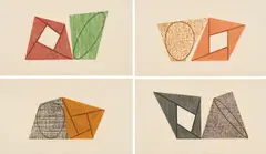 Robert Mangold, Serie von 4 Holzschnitten, 1989, Jeweils Farbholzschnitt auf Japan