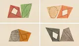 Robert Mangold, Serie von 4 Holzschnitten, 1989, Jeweils Farbholzschnitt auf Japan