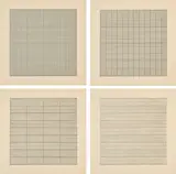 Agnes Martin, Paintings and Drawings. 1974-1990, 1991, Mappe mit 10 Farblithografien auf Transparentpapier