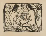 Otto Mueller, Ein sitzendes und ein kniendes Mädchen unter Blättern