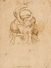 Bartolomeo Passarotti, Meeresungeheuer, Feder und Tusche auf beigem Papier