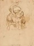 Bartolomeo Passarotti, Meeresungeheuer, Feder und Tusche auf beigem Papier