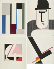 Walter Dexel, Konvolut von 4 Serigrafien, a) Komposition mit großem schwarzen L
