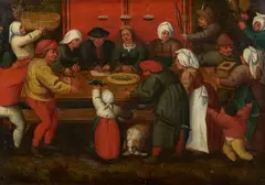 Marten Van Cleve, Darbietung der Geschenke an die Braut, Öl auf Holz