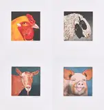 Karin Kneffel, Tierköpfe, 2006, Mappe mit 12 Farbradierungen auf Zerkall Bütten