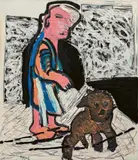 Karel Appel, "Woman with dog I", 1983, Öl auf Leinwand