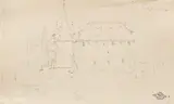 Carl Spitzweg, Die Kaiserburg in Lauf an der Pegnitz, Bleistiftzeichnung auf Papier