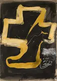 Antoni Tàpies, "Personnage assis" (Variation XI), 1984, Öl, Gouache und Aquarell auf Velin, auf Leinwand kaschiert