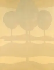 Bernd Koberling, Ohne Titel (Bäume am Wasser), 1968, Kunstharz auf Nessel, mit Kunststofffolie überspannt