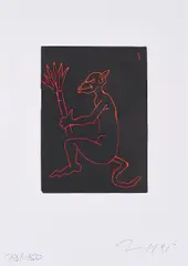 Ohne Titel by Jörg Immendorff, 1995, Farblinolschnitt auf Velin, sold Nov 2022