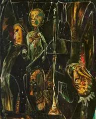 "Faust + Freud = Mephisto" by Markus Lüpertz, Öl auf Leinwand, sold Nov 2022