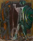 Markus Lüpertz, "Der Abschied oder das <br />grüne Schild", 1987, Öl auf Leinwand