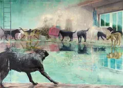 Frank Brunner, "The Pool", 2007/08, Öl auf Leinwand
