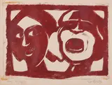 Christian Rohlfs, Groteske Köpfe (Ruhe und Leidenschaft, groß), 1915, Farblinolschnitt auf Japan