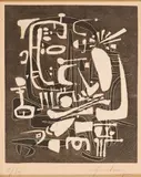 Henri Heerbrandt, Komposition, Linolschnitt auf Velin