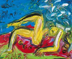 Antonius Hoeckelmann, Frauenakt, 1987, Öl auf Leinwand