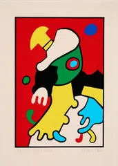 Otmar Alt, Die Vogelrakete, 1967, Farbserigrafie auf leichtem Karton