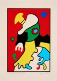 Otmar Alt, Die Vogelrakete, 1967, Farbserigrafie auf leichtem Karton