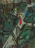Werner Scholz, Drei Wege, 1958, Öl auf Hartfaserplatte