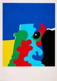 Otmar Alt, Holzelefant mit kleiner Wolke, 1967, Farbserigrafie auf Bütten
