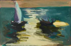 Günter Evertz, Boote, 1992, Öl auf Leinwand