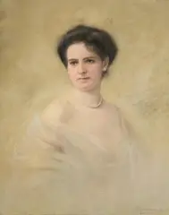Ernst Kretschmar, Porträt der Clara Biesenbach-Kaumanns (1874-1954) mit Perlenkette, Pastell auf Papier