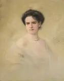 Ernst Kretschmar, Porträt der Clara Biesenbach-Kaumanns (1874-1954) mit Perlenkette, Pastell auf Papier