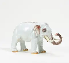 Elefant by Meissen, 20.Jh, Porzellan, farbig staffiert, sold Nov 2021