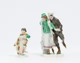 Gruppe "Schlittschuhläufer" by Meissen, 1910, Porzellan, farbig und gold staffiert, sold Nov 2022