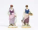 Gänsemagd und Gemüsemagd by Meissen, 1910/ Vor 1924, Porzellan, farbig und gold staffiert, sold Nov 2022