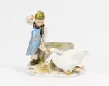 Knabe mit Gänsen by Meissen, Vor 1924, Porzellan, farbig staffiert, sold Nov 2022