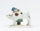 Kleines Mädchen mit Kalb by Meissen, Vor 1924, Porzellan, farbig staffiert, sold Nov 2022
