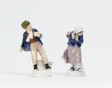 Zwei Kinderfiguren "Schneeballschlacht" by Meissen, Vor 1924, Porzellan, farbig staffiert, sold Nov 2022