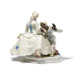 Gruppe "Der Handkuss" by Meissen, 20. Jh, Porzellan, farbig und gold staffiert, sold Nov 2022