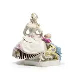 Dame mit Mohrenknabe by Meissen, 20. Jh, Porzellan, farbig und gold staffiert, sold Nov 2022