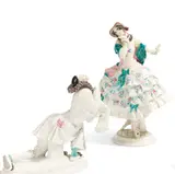 Pierrot und Chiarina aus dem "Russischen Ballett" by Meissen, 20.Jh, Porzellan, farbig staffiert, sold Nov 2022